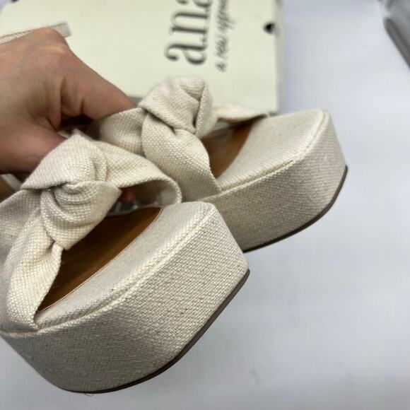 a.n.a Womens Holland Heeled Sandals Cream Natural Platform Size 10M - Picture 9 of 16